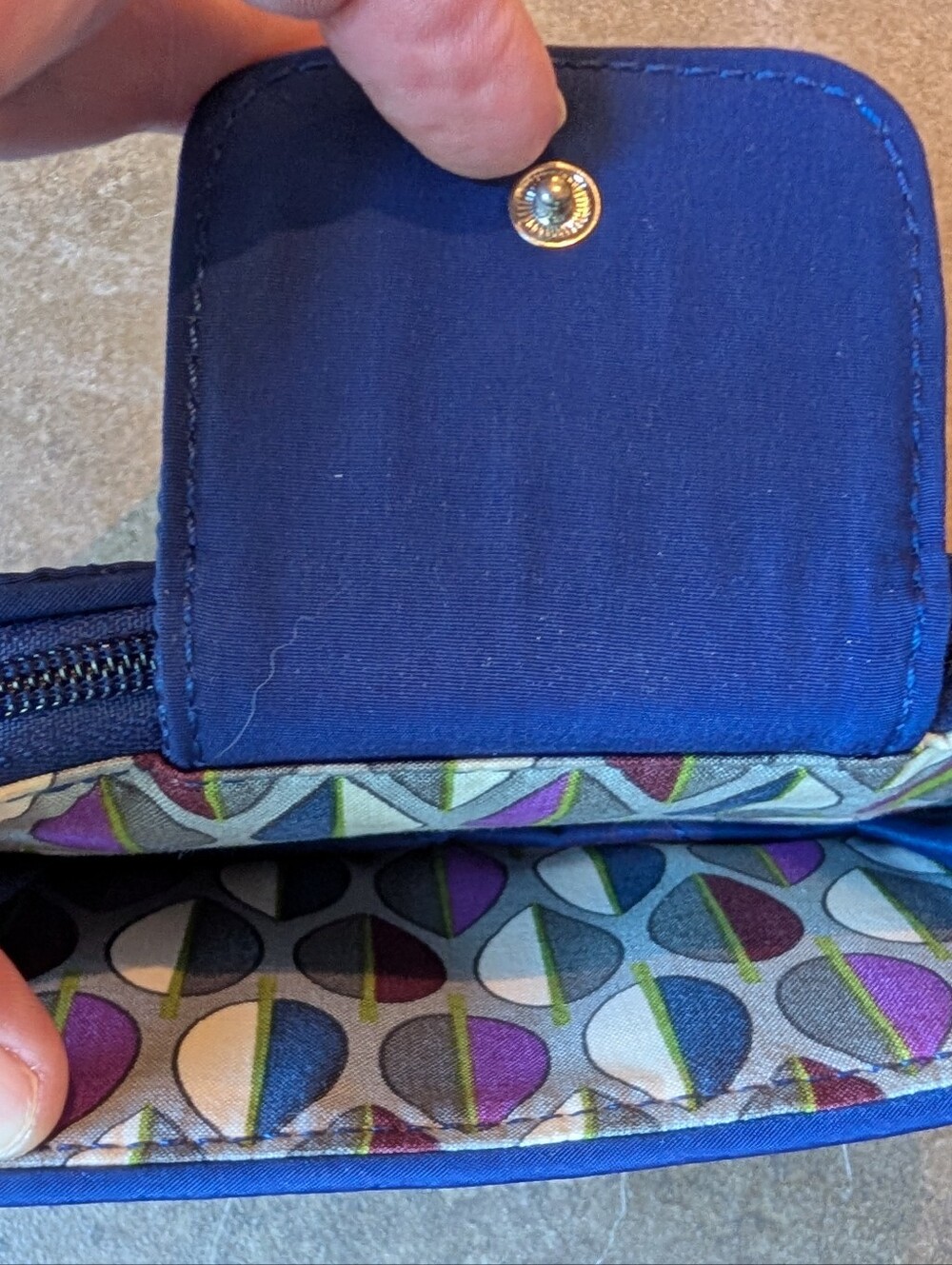 Vera Bradley Quilted Royal Blue Wristlet Wallet - Picture 3 of 7